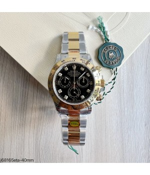 SUPER CLONE MÁQUINA ETA - ROLEX DAYTONA PRATA DOURADO 40MM