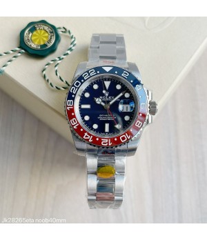 SUPER CLONE MÁQUINA ETA - ROLEX GMT MASTER II AZUL VERMELHO PEPSI AZUL 40MM 