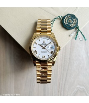 SUPER CLONE MÁQUINA ETA - ROLEX DAY-DATE II DOURADO BRANCO 40MM