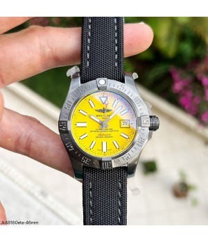  SUPER CLONE MÁQUINA ETA - BREITLING AVENGER II 46MM CINZA AMARELO