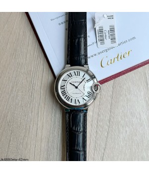  SUPER CLONE MÁQUINA ETA - CARTIER BALLON BLEU COURO 42MM