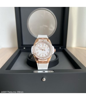  SUPER CLONE MÁQUINA ETA - HUBLOT BIG BANG 39MM DOURADO BRANCO COM BRILHANTE