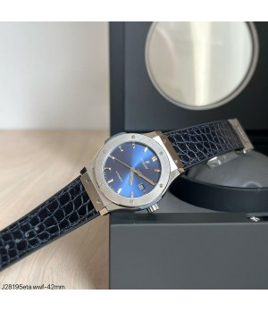  SUPER CLONE MÁQUINA ETA - HUBLOT CLASSIC FUSION 42MM AZUL COURO