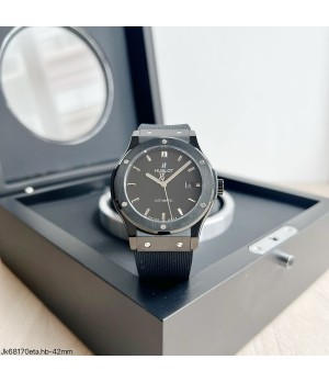  SUPER CLONE MÁQUINA ETA - HUBLOT CLASSIC FUSION 42MM PRETO COURO