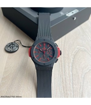  SUPER CLONE MÁQUINA ETA - HUBLOT BIG BANG PRETO VERMELHO 44MM