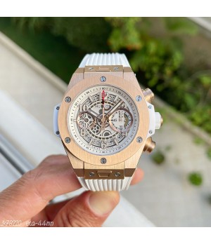  SUPER CLONE MÁQUINA ETA - HUBLOT BIG BANG UNICO 44MM ROSE BRANCO