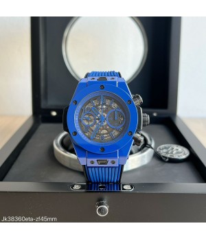  SUPER CLONE MÁQUINA ETA - HUBLOT BIG BANG UNICO MAGIC CERÂMICA AZUL 44MM