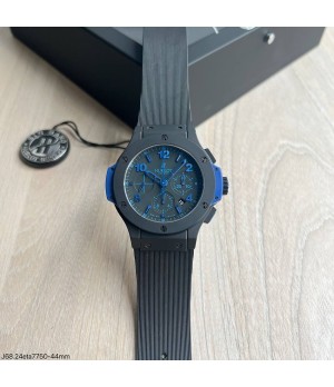  SUPER CLONE MÁQUINA ETA - HUBLOT BIG BANG PRETO AZUL 44MM