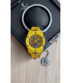  SUPER CLONE MÁQUINA ETA - HUBLOT BIG BANG UNICO MAGIC CERÂMICA AMARELO 44MM