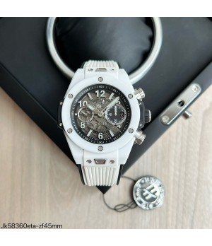  SUPER CLONE MÁQUINA ETA - HUBLOT BIG BANG UNICO MAGIC CERÂMICA BRANCO 44MM