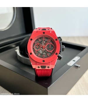  SUPER CLONE MÁQUINA ETA - HUBLOT BIG BANG UNICO MAGIC CERÂMICA VERMELHO 44MM