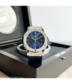  SUPER CLONE MÁQUINA ETA - HUBLOT CLASSIC FUSION 45MM AZUL COURO