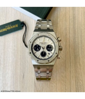  SUPER CLONE MÁQUINA ETA - AUDEMARS PIGUET ROYAL OAK 41MM PRATA BRANCO