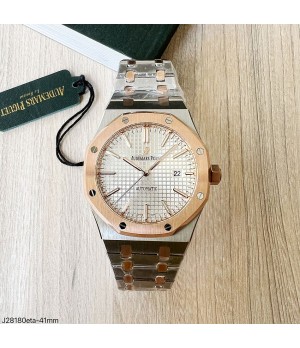  SUPER CLONE MÁQUINA ETA - AUDEMARS PIGUET ROYAL OAK 41MM PRATA ROSE