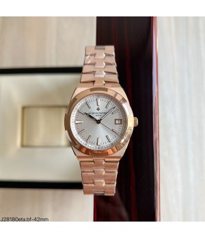  SUPER CLONE MÁQUINA ETA - VACHERON CONSTANTIN OVERSEAS ROSE BRANCO 42MM