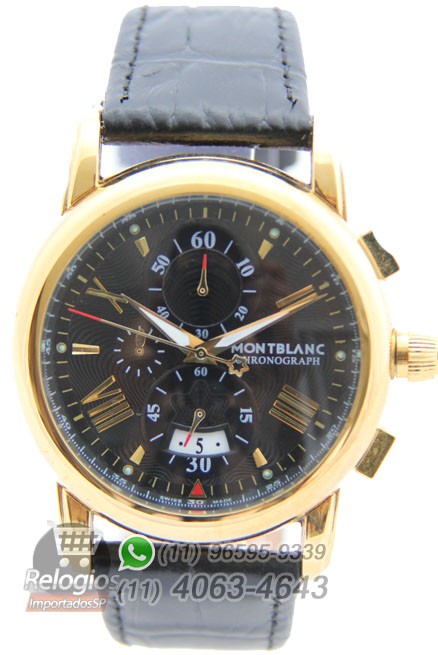 Relógio Réplica Montblanc Chronograph New Dourado Black