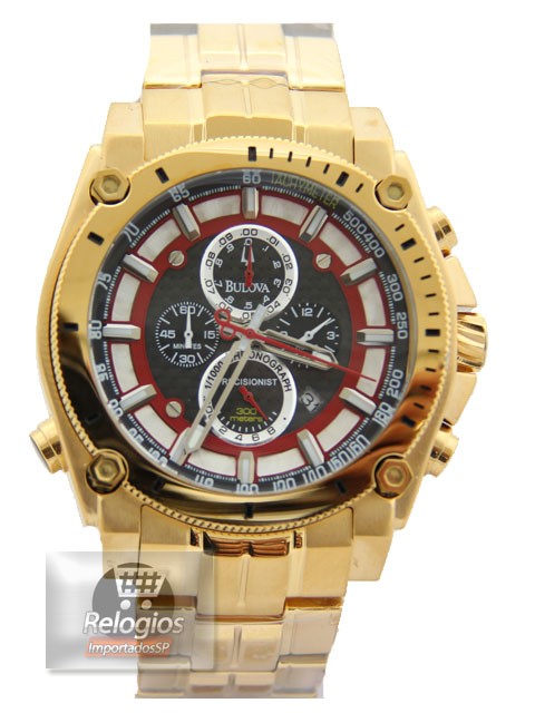 Relógio Réplica Bulova Precisionist Gold Red