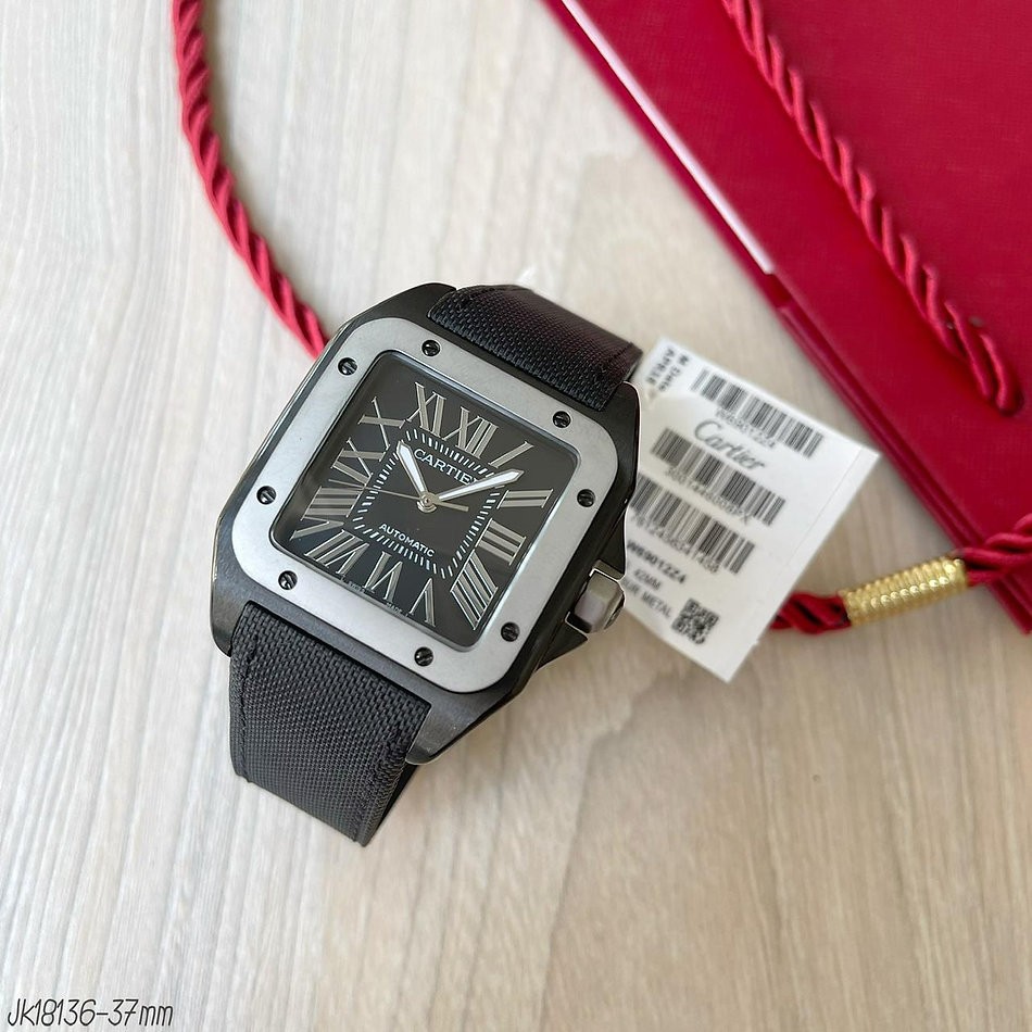  SUPER CLONE MÁQUINA ETA - CARTIER SANTOS PRETO PVD NYLON 37MM