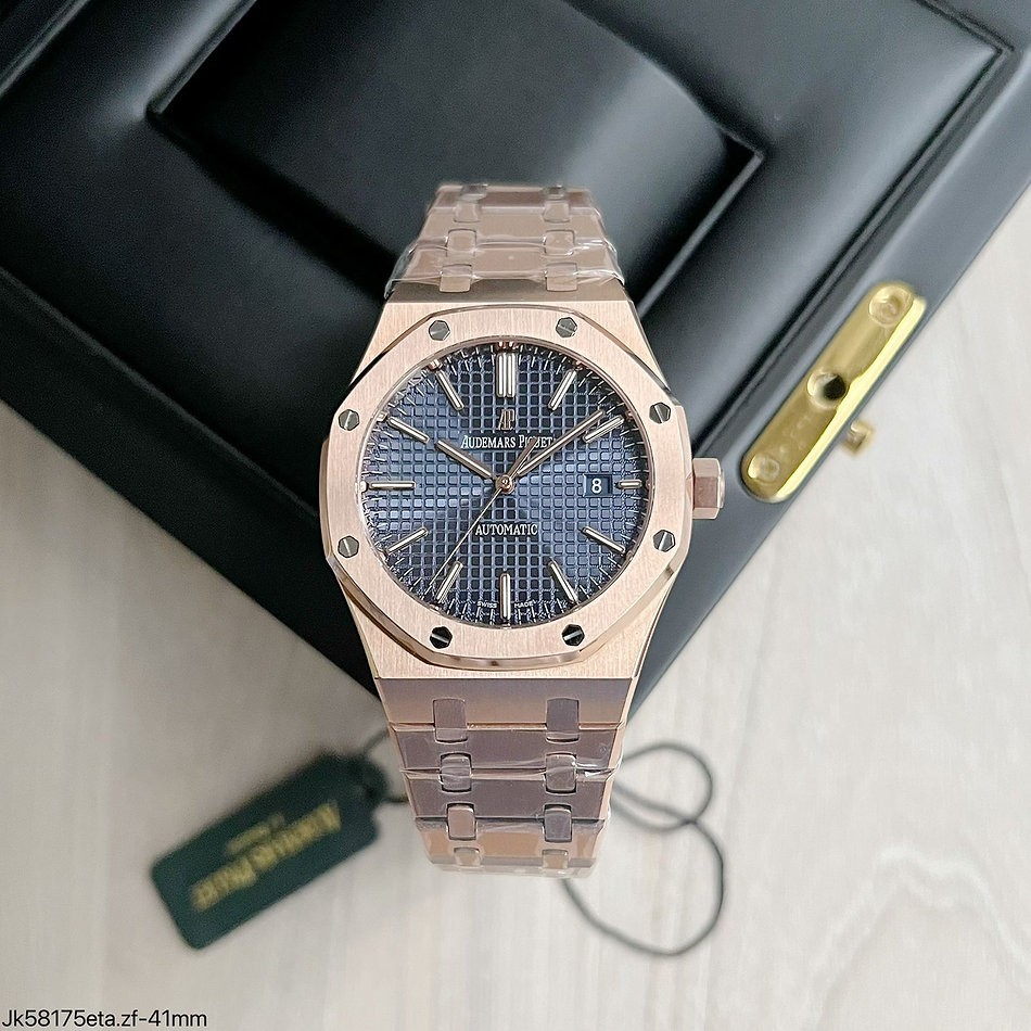  SUPER CLONE MÁQUINA ETA - AUDEMARS PIGUET ROYAL OAK 41MM ROSE AZUL