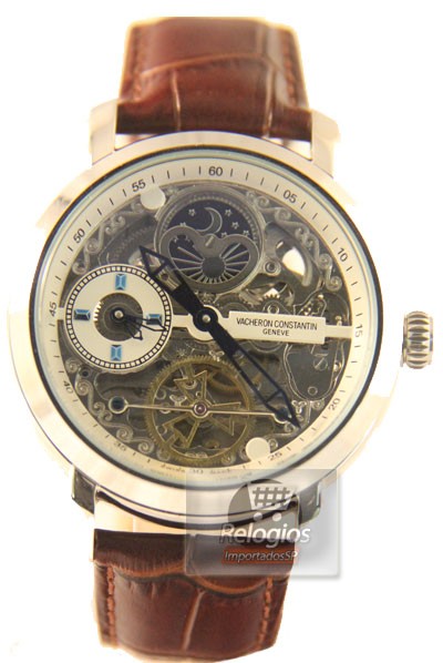 Relógio Réplica Vacheron Constantin Esquelete Marrom